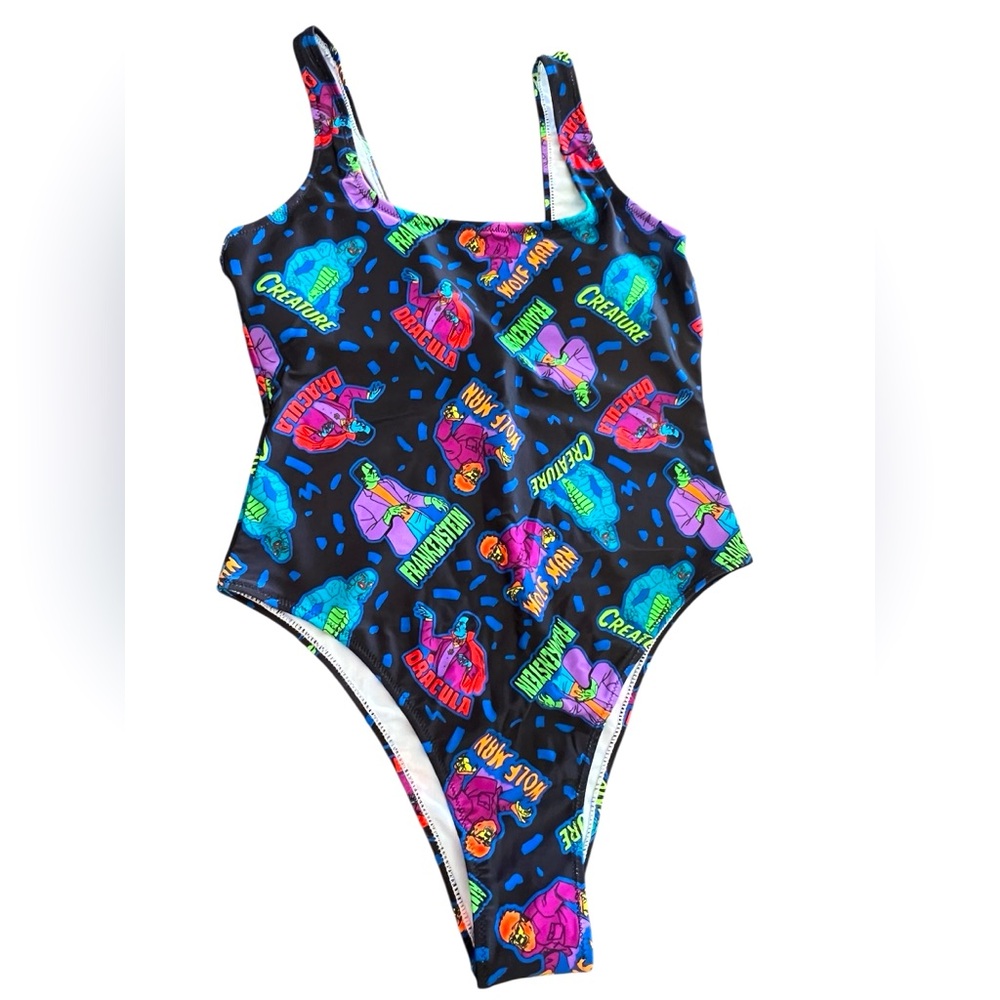 Universal Monsters One Piece Swimsuit Horror Dracula Frankenstein Creature NWT